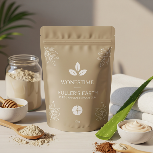 WONESTIME 100% Natural Fuller's Earth (Multani Mitti) – 200g | Deep Cleansing Face Pack for Oily & Acne-Prone Skin