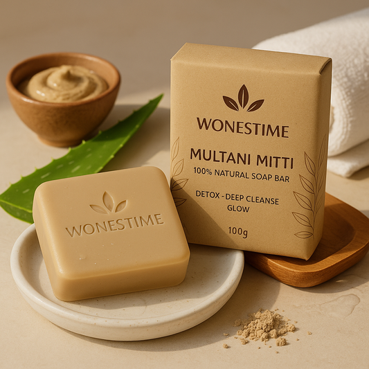 WONESTIME 100% Natural Multani Mitti Soap – Ayurvedic Deep Cleanser for Oily & Acne-Prone Skin